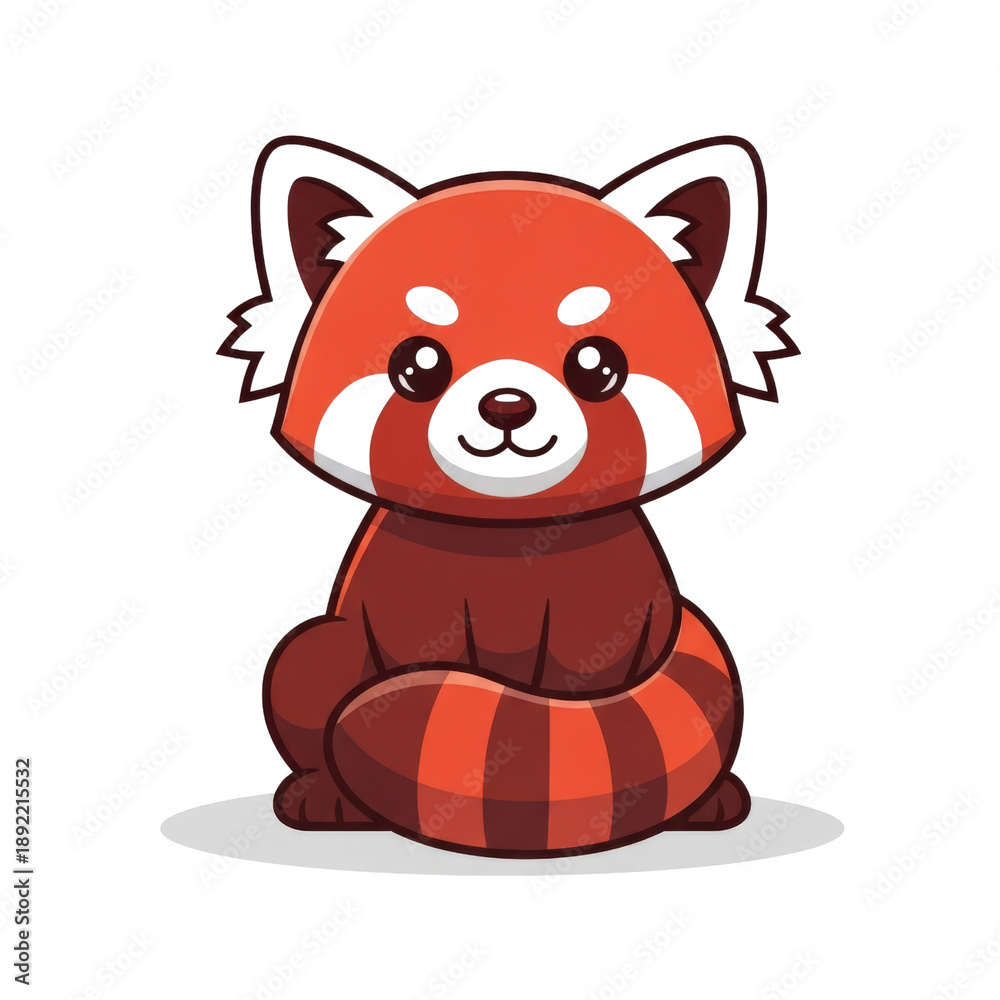 Fototapeta premium Cute Cartoon Red Panda Sitting Mascot Character.