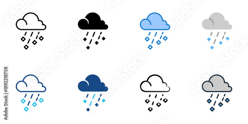 Hail icons set multiple style collection. Editable stroke 
