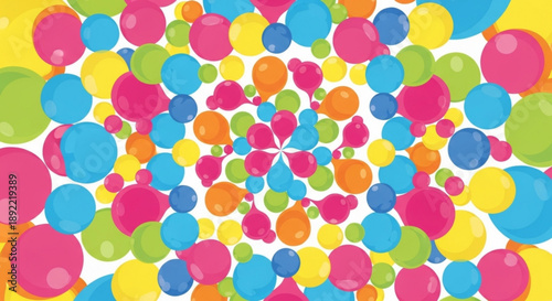 Colorful Balloons Floating in Circular Motion on White Background