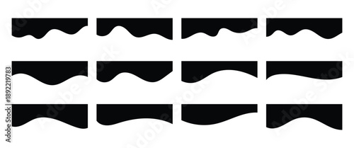 Set of black curved abstract divider element vector illustration on white background ideal for Graphic Design Layouts and others project work.