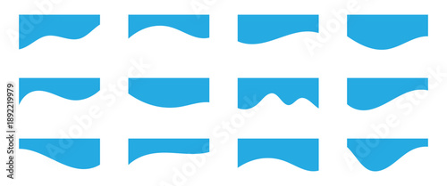 Blue color curve line abstract dividers elements for app, banners or posters. Vector illustration.