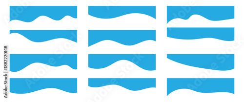 Blue color curve line abstract dividers elements for app, banners or posters. Vector illustration.