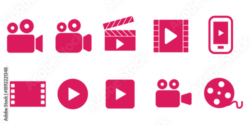 Video icon set. video camera icon vector. movie sign. cinema