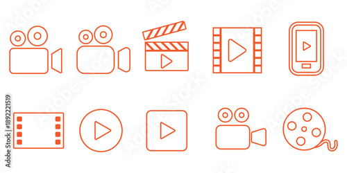 Video icon vector. Video camera icon vector. Video camera icon vector Illustration, movie icon, vector video sign, Video vector icon on transparent background, Video icon, video camera icon