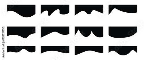  Different shapes template dividers  for website design. Curved abstract divider isolated on a white background.