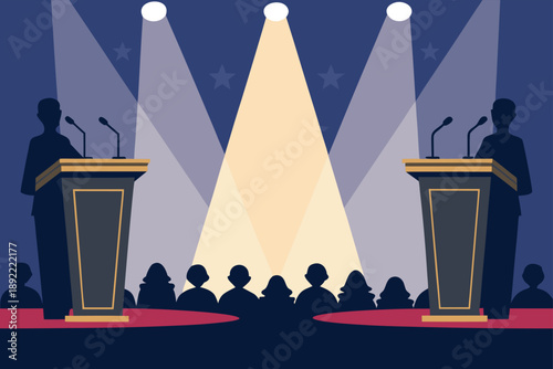 Democracy Debate Stage Spotlight Vecto