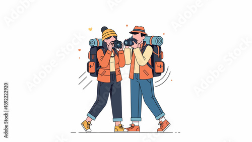 Two Adventure Hikers Sharing a Trail.