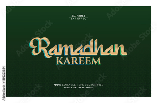 Ramadhan Kareem editable vector text effect with typhograpy on dark background