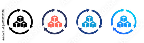 Reconfiguration Consistent and versatile vector icons illustrating essential concepts in various styles