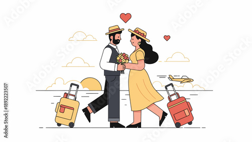 Wedding Couple Traveling Beach Adventure.