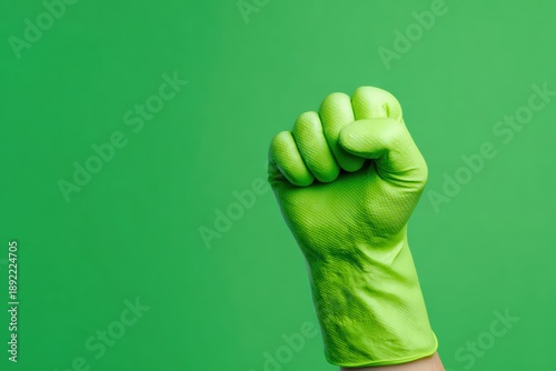 Fist Raising in Green Glove