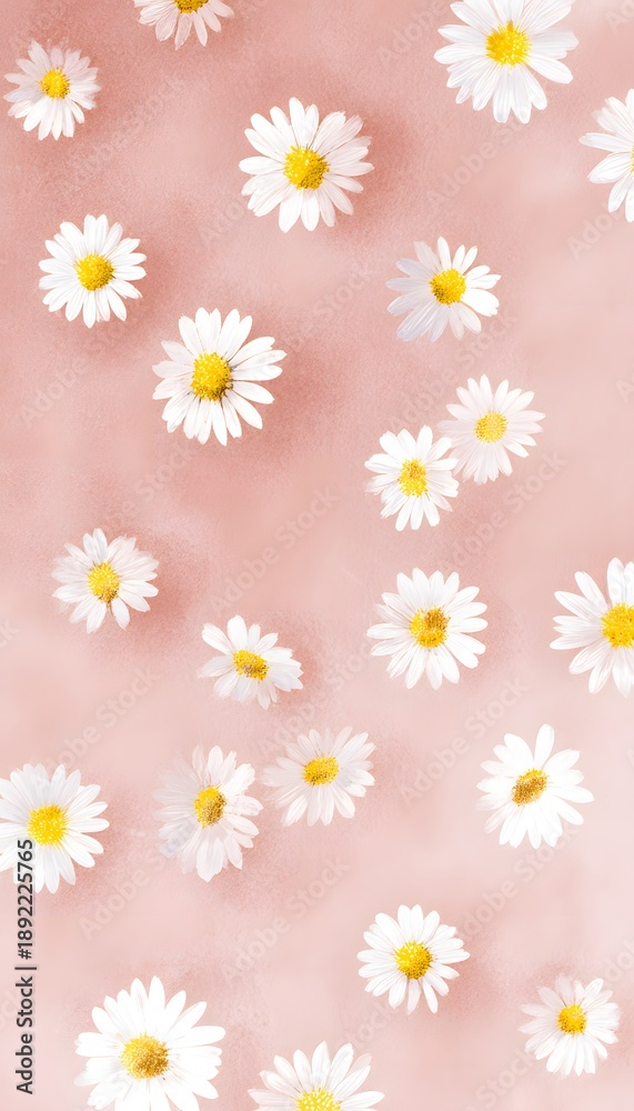 Obraz premium Delicate white daisies bloom on soft pink background a minimal lifestyle illustration