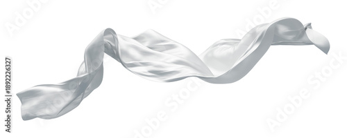 Tableau sur toile Sheer cloud dancer white fabric flutters in the wind isolated on transparency ba