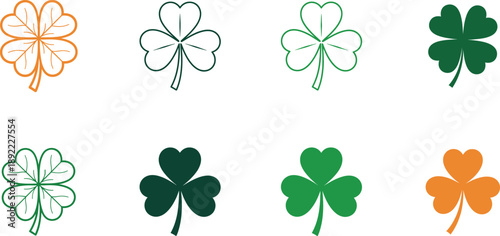 St patrick's day shamrocks and four leaf clover illustrations