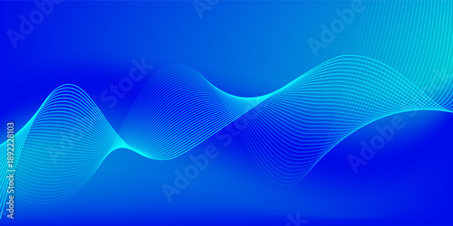 Wavy blended lines with blue cyan gradient mesh abstract background nice for wallpaper or banner. vector ilustration. eps 10