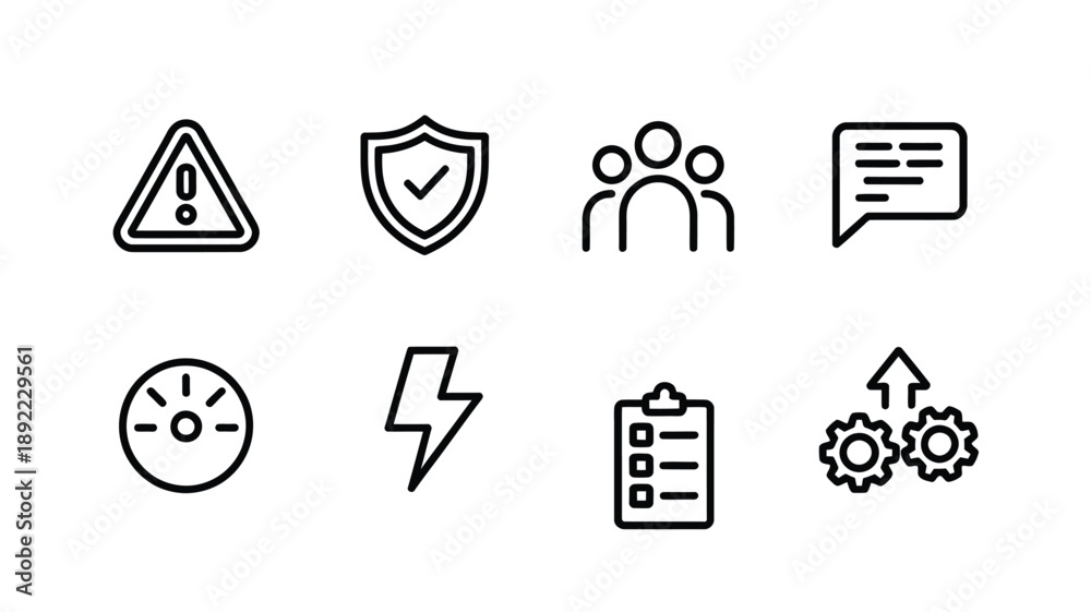Fototapeta premium A collection of minimalist line icons representing various concepts and systems