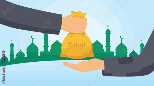 Zakat alms giving, Muslim charity to help the poor and needy