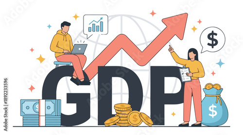 Gross Domestic Product (GDP) economic growth concept with business people