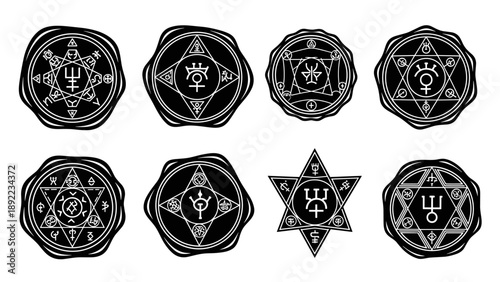 Mystical Occult Symbols and Esoteric Seals Collection.