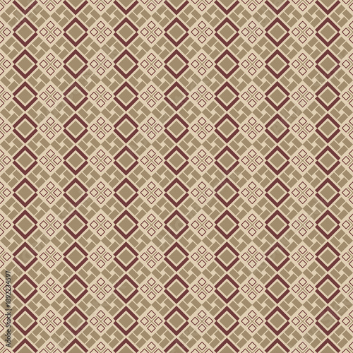; Ethnic Geometric Seamless Pattern inspired by Traditional textile weaving and folk motifs. Featuring repeating diamond, stripe, zigzag, and grid elements with handcrafted texture and earthy tones. 