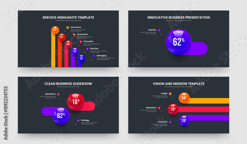 Marketing Performance 5 1 2 3 Step Chart Slide Layout Collection. Simple Briefing Five One Two Three Option Infographic Presentation Template Vector Illustration Bundle.