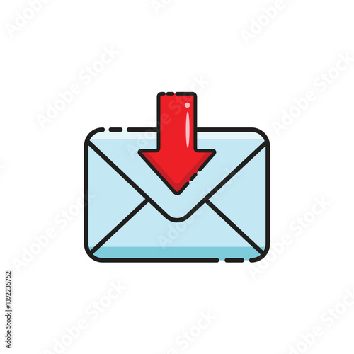 Email response icon for downloading messages. Suitable for email platforms, communication apps, customer service websites, and technologyrelated designs.