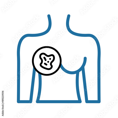 Breast cancer and skin cancer icon in cerulean colors. World Cancer Day