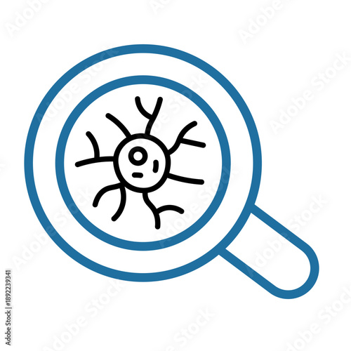 Cancer or virus icon under a magnifying glass Cerulean colors. World Cancer Day