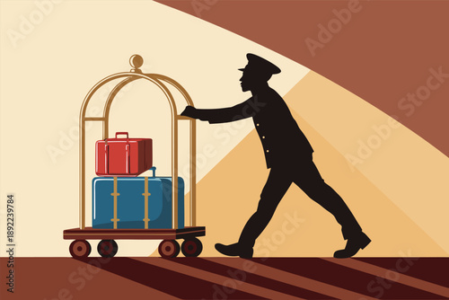 Hotel Bellhop Luggage Cart