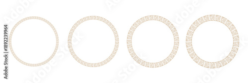 Set of folk golden frames. Moroccan ornament pattern in circle shapes. Vector