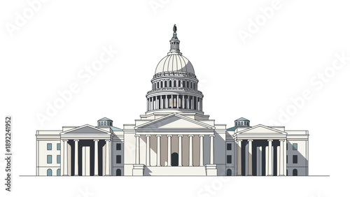United States Capitol Building illustration with detailed architecture.