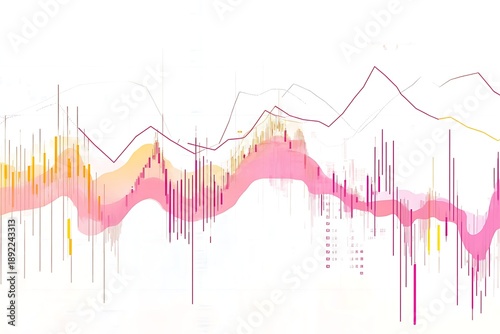Abstract representation of data visualization with colorful lines curves and vertical bars high quality professional
