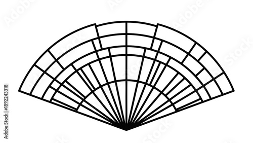 Simple black handheld fan illustration