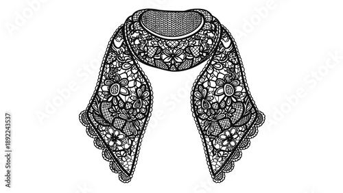 Beautiful lace shawl with floral pattern and scallop edge