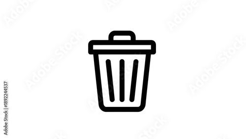 Simple black trash can icon on white background