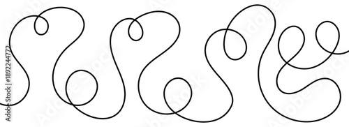 Black wavy squiggle cable on white back.
