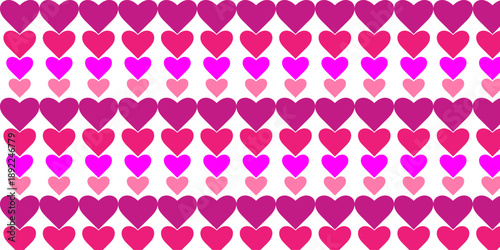 Seamless heart pattern with purple and pink hearts on white background. Perfect for Valentine's Day cards, and romantic gift wrapping projects,ove-themed designs.