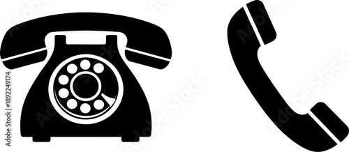 Vintage telephone and receiver silhouette