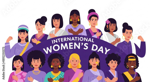 Diverse women celebrating international women's day with empowerment and solidarity fists raised in unity and strength