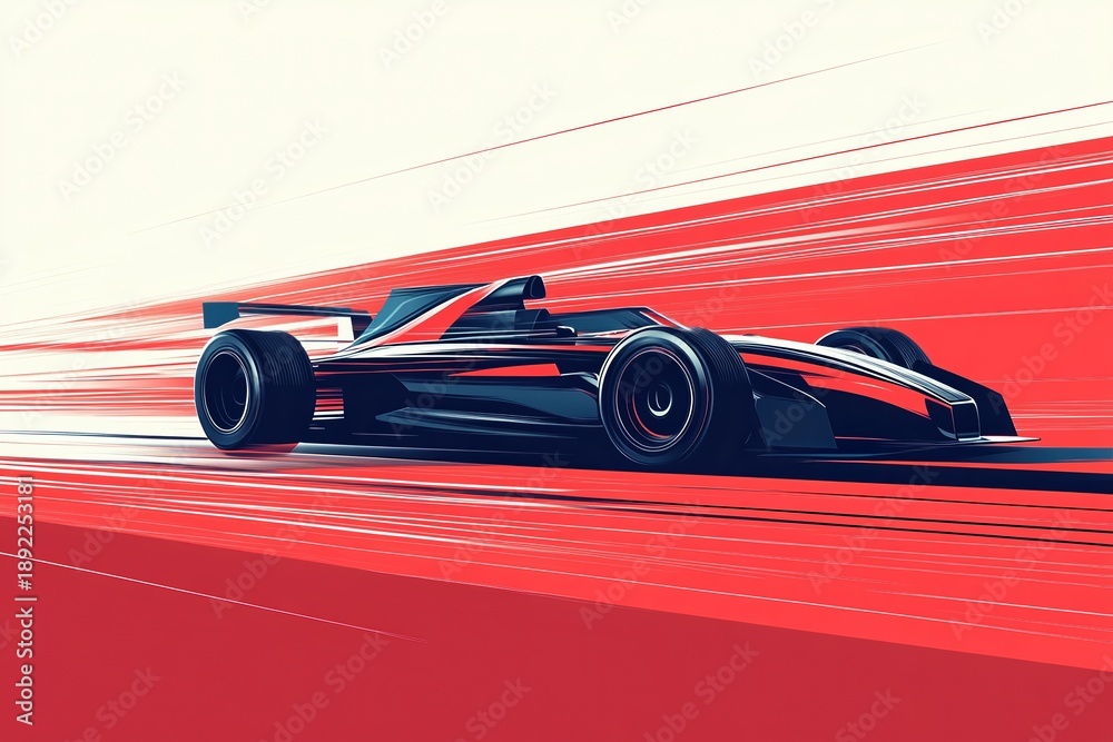 Fototapeta premium Formula 1 Racing: A dynamic depiction of a sleek Formula 1 race car, capturing the essence of speed and competition against a vibrant backdrop of motion.