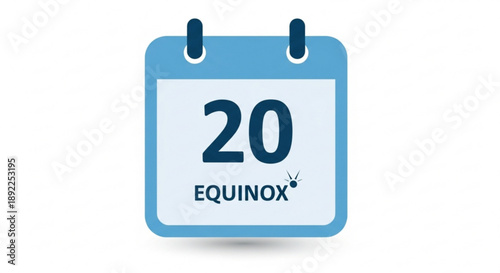 Equinox Calendar Icon with 20 Date Marked on White Background