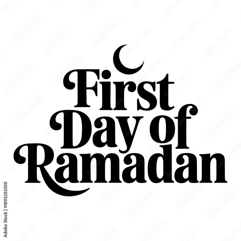 Fototapeta premium Qualityful First Day of Ramadan typography design silhouette vector style
