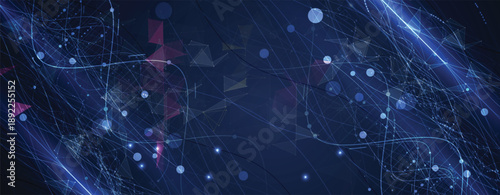 Futuristic scientific hexagons structure, DNA strands, connected neural web