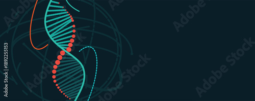 Futuristic scientific hexagons structure, DNA strands, connected neural web