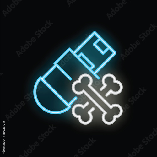 Neon sign representing a usb flash drive losing data, ideal for technology and data recovery concepts