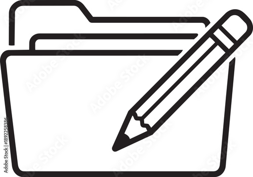Folder with a pencil, representing document management, writing, editing, or file organization