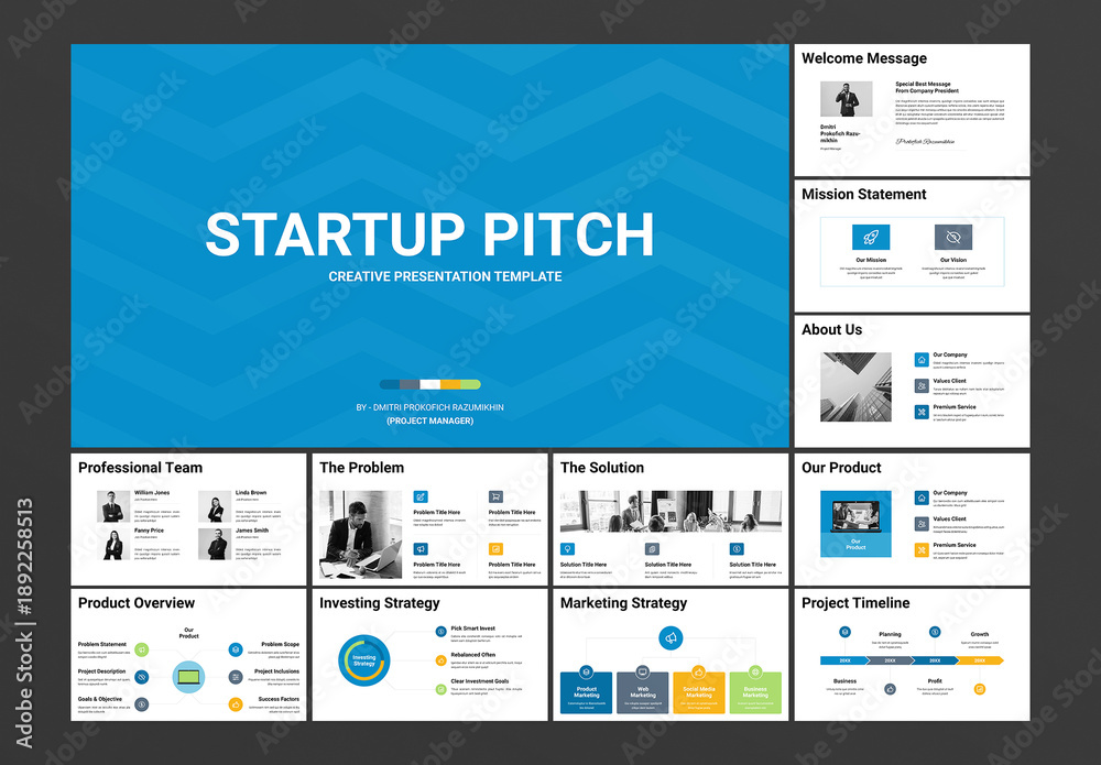 Startup Pitch Deck Presentation Template Stock Template | Adobe Stock