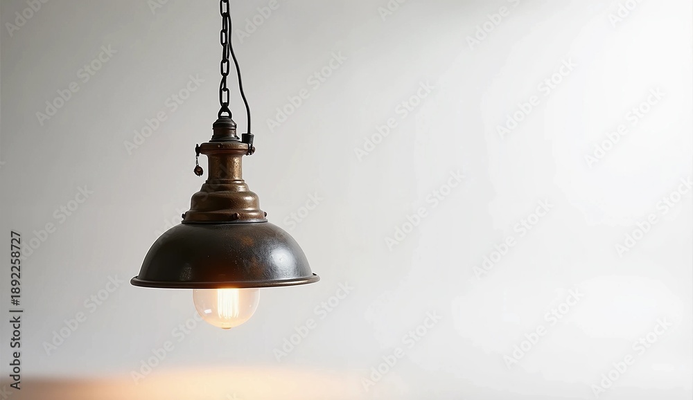 Obraz premium Vintage Industrial Pendant Light Fixture with Edison Bulb and Rustic Metal Shade