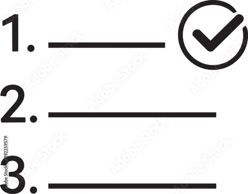Numbered list with checkmarks, indicating a completed checklist or successful task completion in a simple, clean iconographic style.