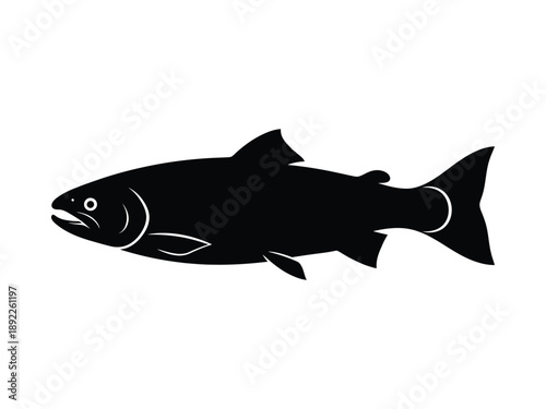 Salmon Fish Silhouette Icon - Symbolizing Fishing, Food, and Nature